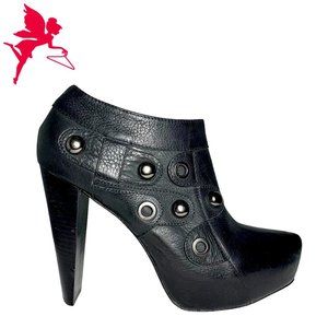 GREY CITY Uptown Punk Pointy Toe Studded Ankle Platform Bootie